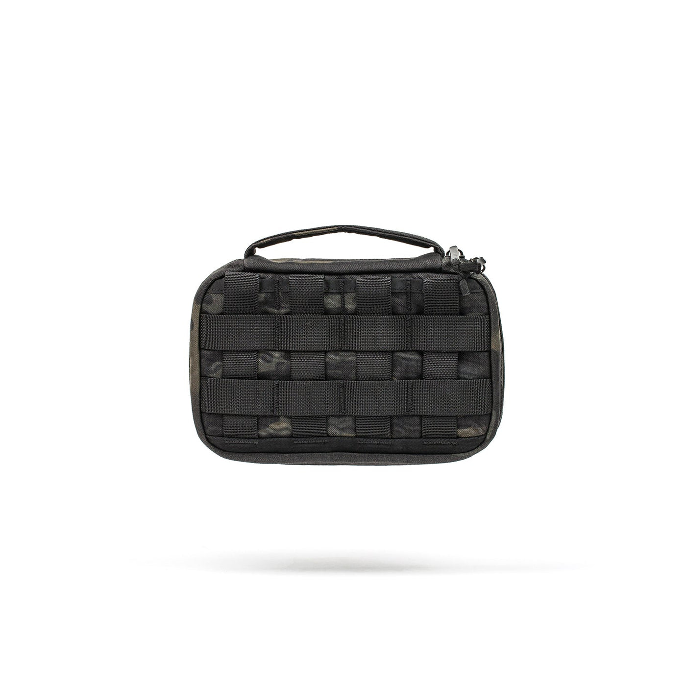 The GR1 Field Pocket is a compact black tactical pouch with a handle and webbing, ideal for organizing electronics or carrying camera gear. Shown isolated on a white background.
