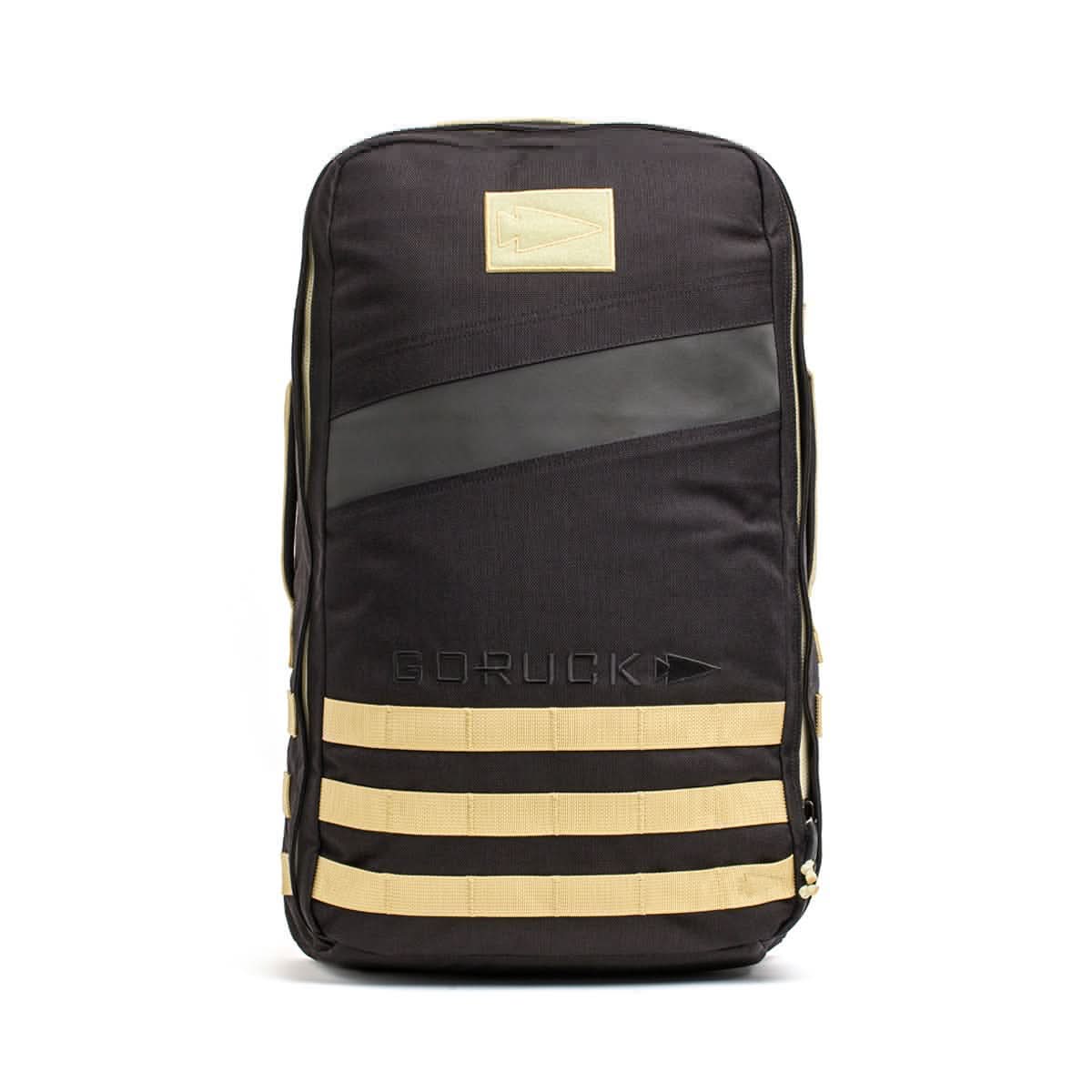 Black and tan Rucker® 4.0 rucksack with angled stripe, perfect for your next rucking adventure.
