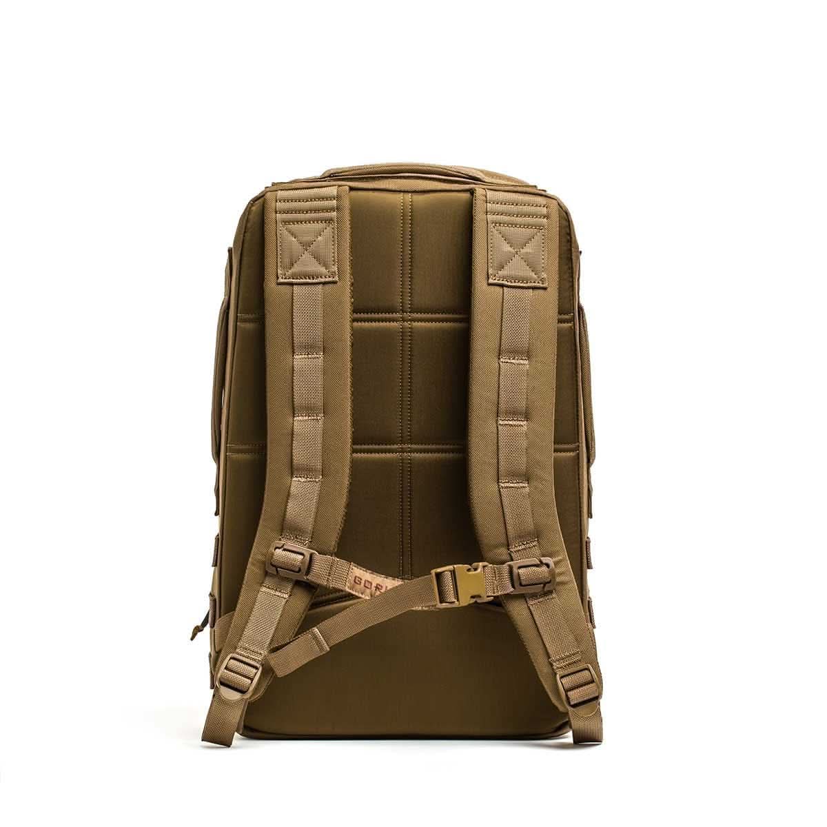 The Rucker 4.0 is shown from the back, featuring padded shoulder straps, a sternum buckle, and a compartment designed to fit a ruck plate—ideal for any rucker.