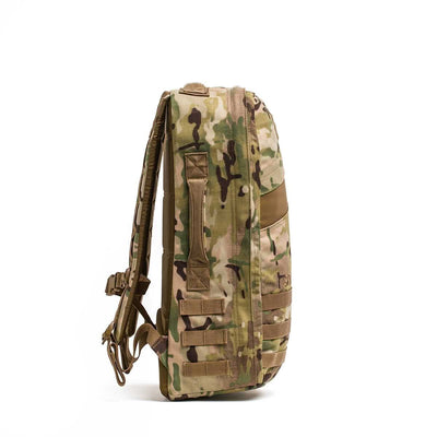 The Rucker 4.0, a camouflage-patterned rucksack built for rucking, is displayed from the side against a white background.